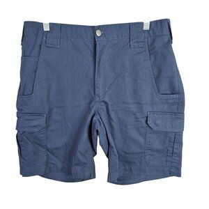 Mens WearGuard Blue Cargo Shorts Polyester Cotton Blend 10" Inseam Size 34